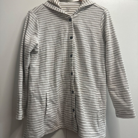 Style & Co Striped Button-Front Hooded Cardigan – Size M - Picture 2 of 4